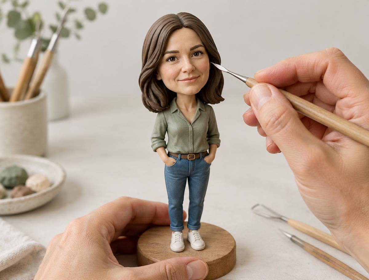 Illustration: Feinarbeit an einer Polymer-Clay-Figur