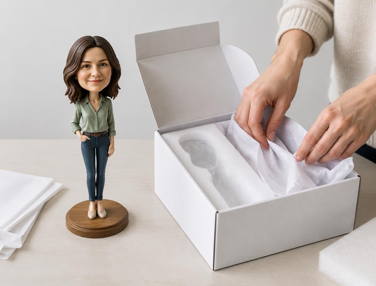 Illustration: Figur und schützende Verpackung
