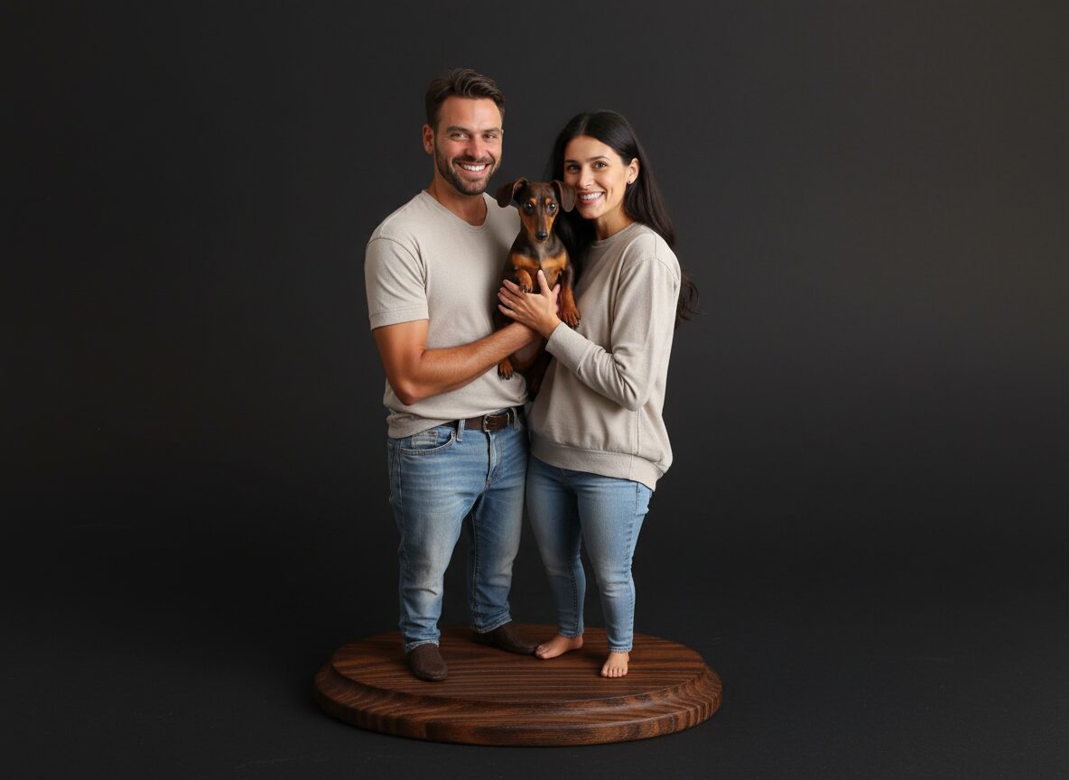 Handmodellierte Wackelfigur: Familien bis 4 Personen