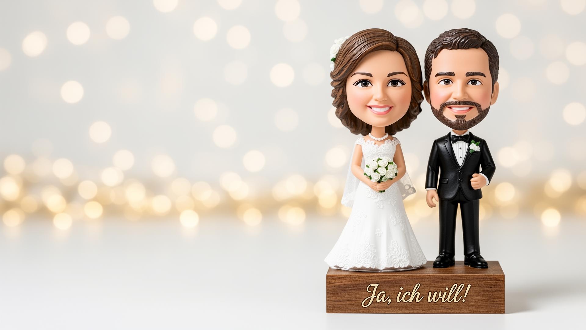 Personalisierte Hochzeits-Wackelfigur Brautpaar – personalisierte Wackelfigur Personalisierter Bobblehead zur Hochzeit nach Foto | Wackelwelt Manufaktur