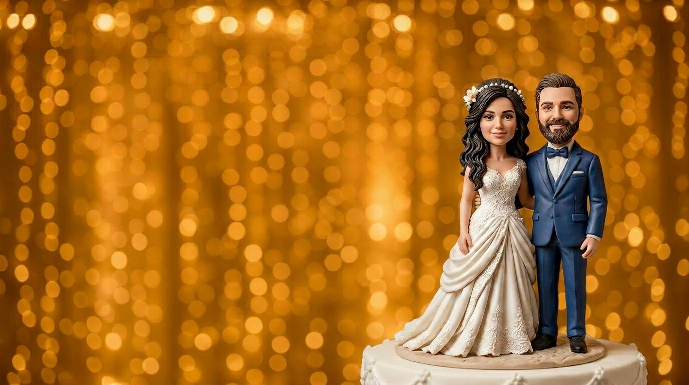 Personalisierte Hochzeitstorten-Figur als Cake Topper