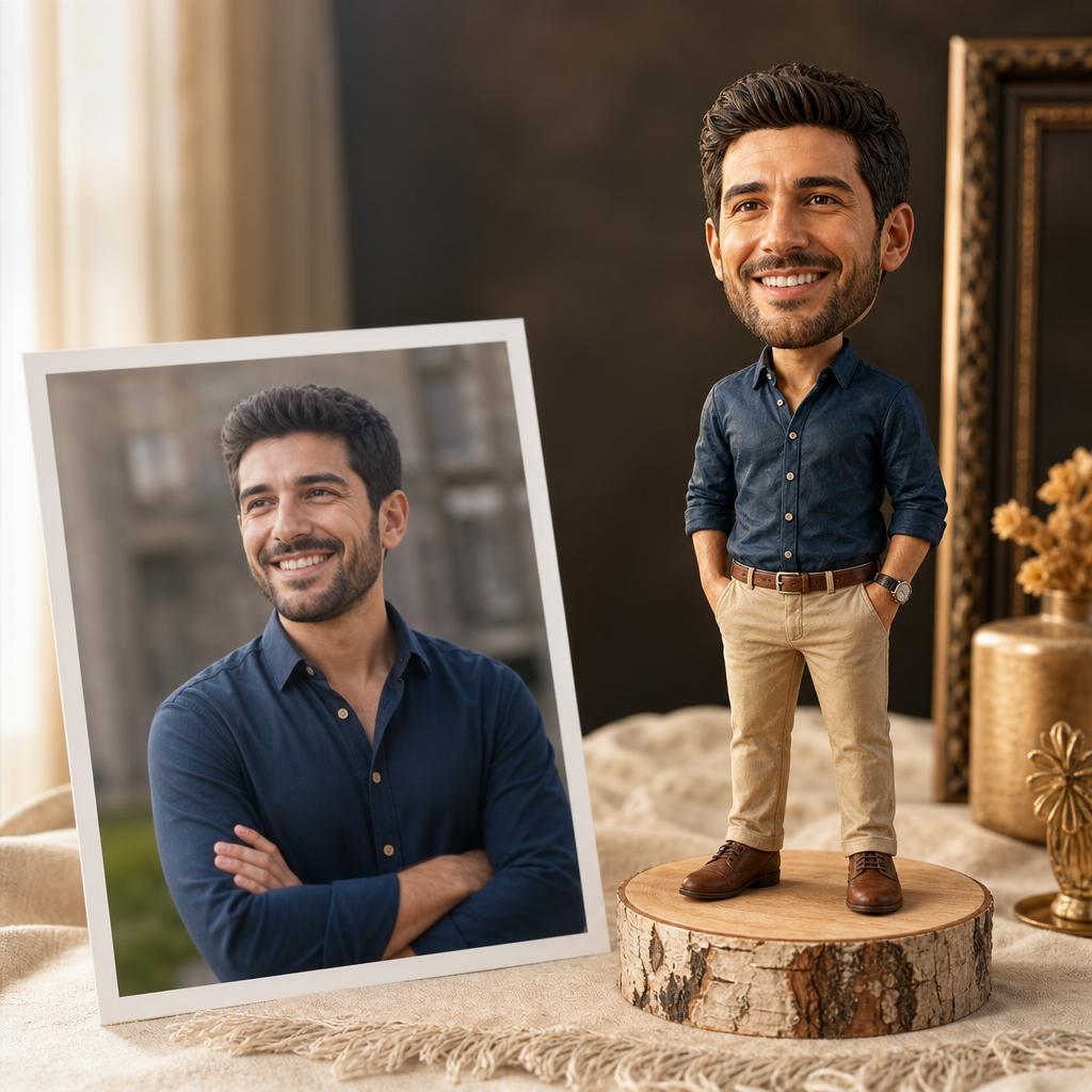 Handgefertigte personalisierte Wackelfigur nach Foto