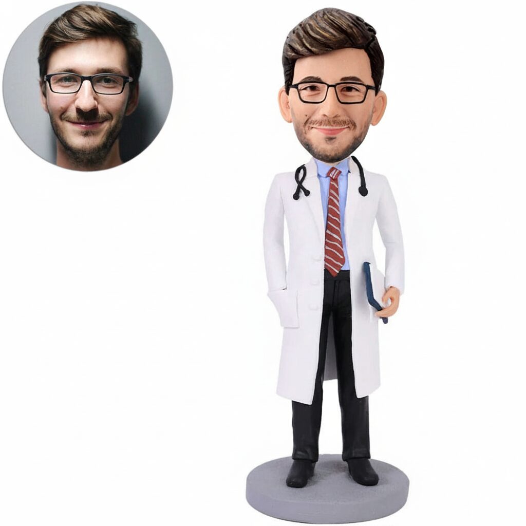 Personalisierte Wackelfigur in Berufskleidung als Geschenk für Kollegen