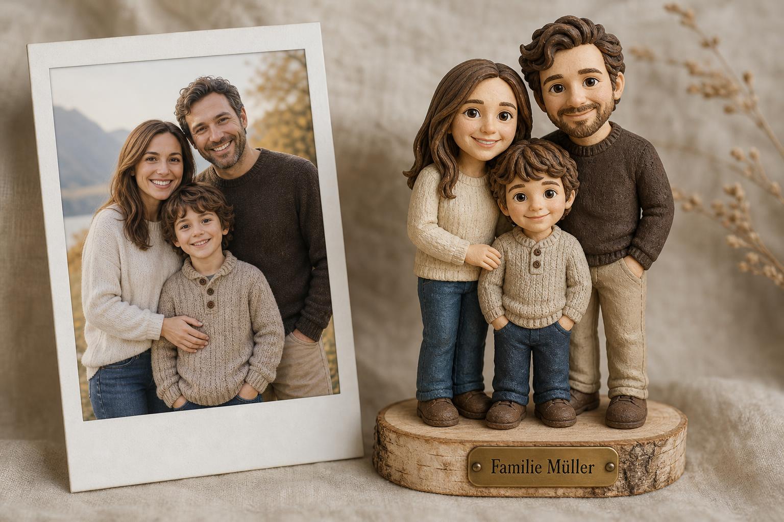 Familien-Wackelfigur personalisiert – Gruppenfigur nach Foto