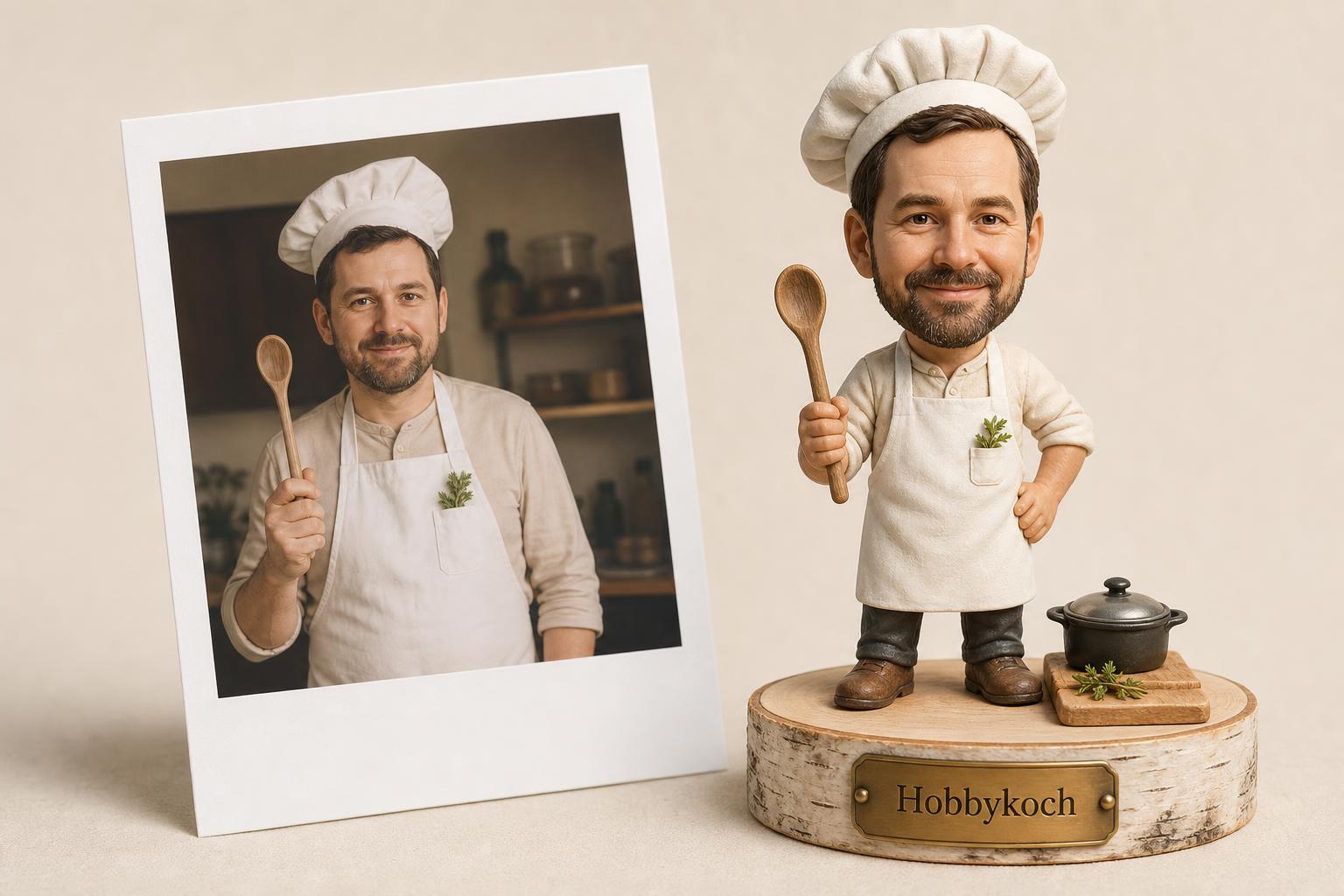 Koch-Wackelfigur personalisiert – Küchen-Figur nach Foto